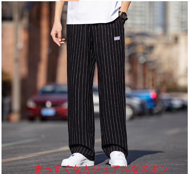大きなサイズのリネンストライプパンツメンズサマー夏のストレートパンツカジュアルコットンリネンメンズパンツ