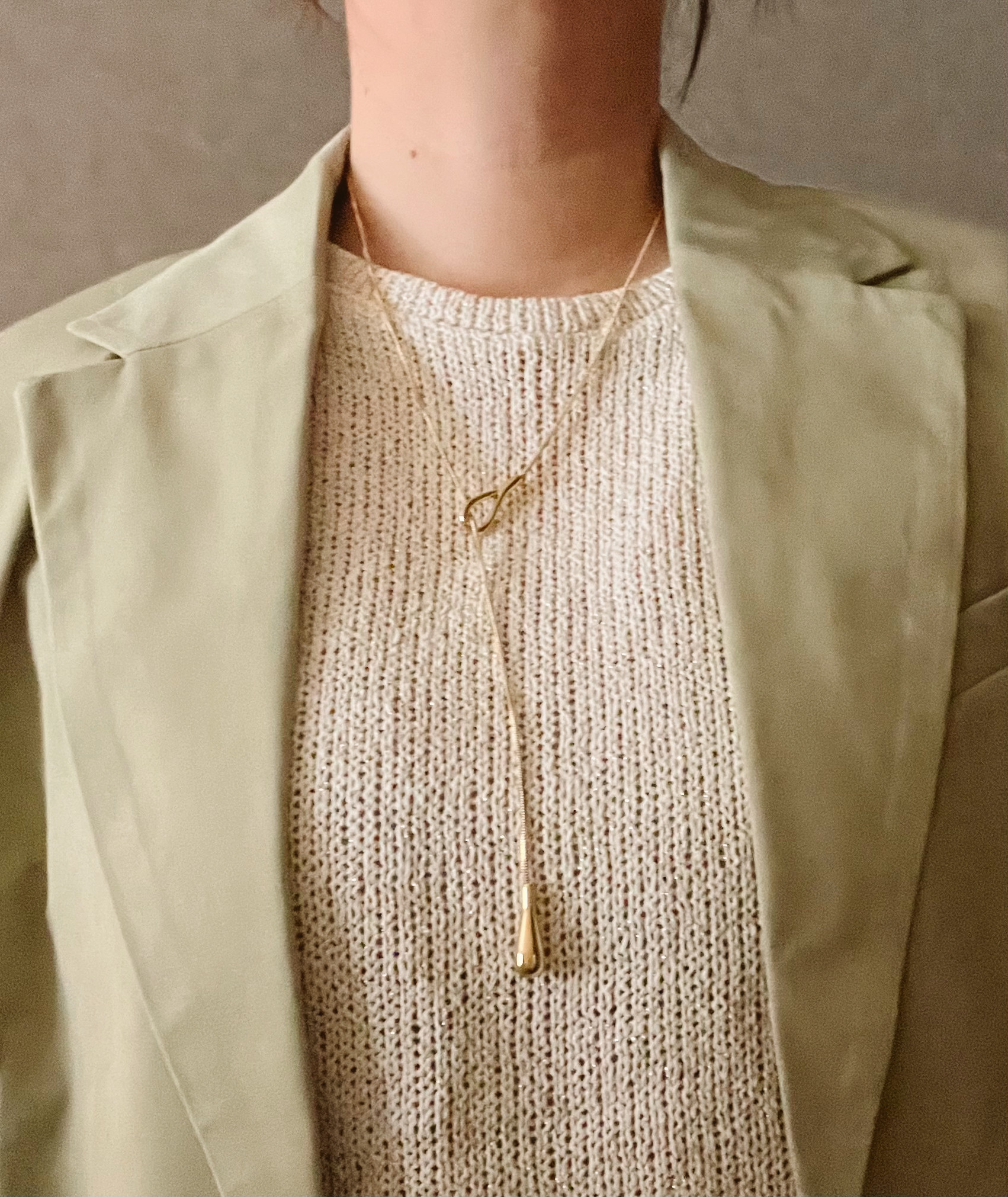 18K Gold Plated のロングネックレス ハート刻印入り