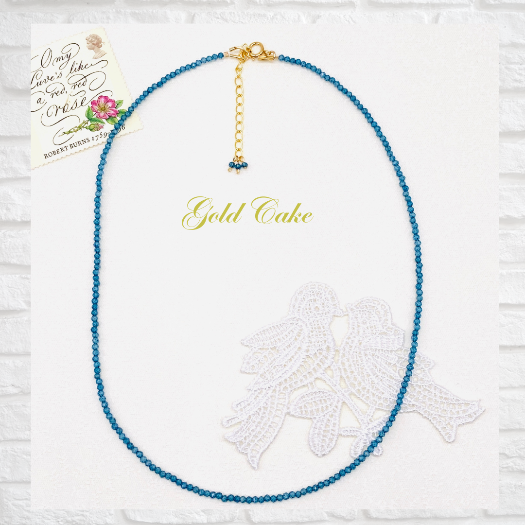 ロンドンブルートパーズコーティングの一連ネックレス　14kgf