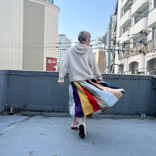 極彩色寄細工スカート 着物リメイク 着物再生 着物ハギレ