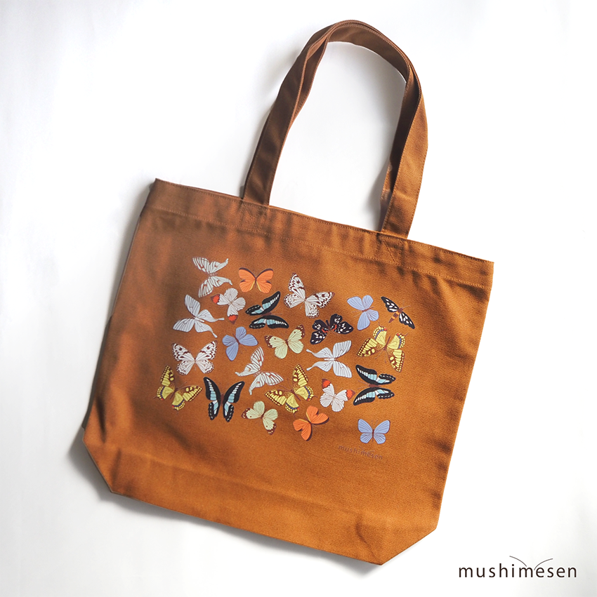 【NEW!】「蝶と蛾の夢」トートバッグ（内ポケット付き）キャメル