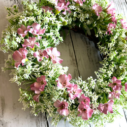 ピンク小花のナチュラルリース(アーティフィシャル　27cm) 3枚目の画像