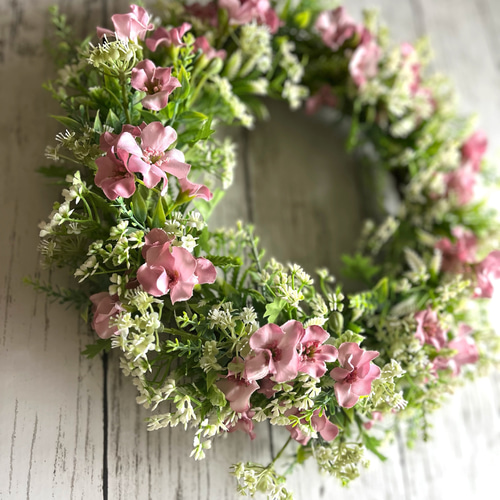 受注制作春の小花のナチュラルリース