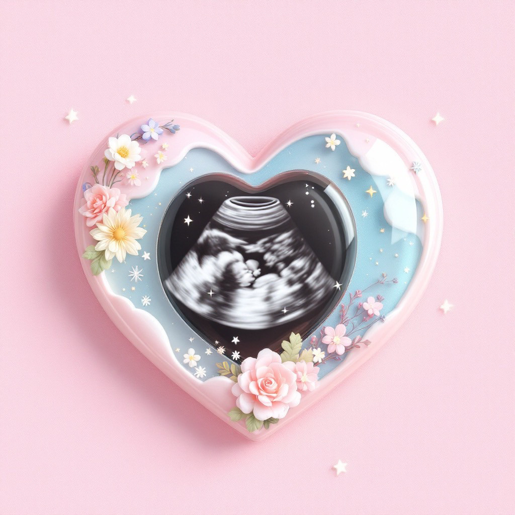 ✶メモリアルレジン／ハート型『赤ちゃんの誕生や成長を記念に残す』 手形、足形、エコー画像✶メモリアルベビー✶