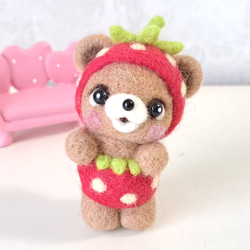 いちごくまちゃん　羊毛フェルト イチゴクマちゃん 羊毛フェルト 羊毛フェルト chibikiyo 通販