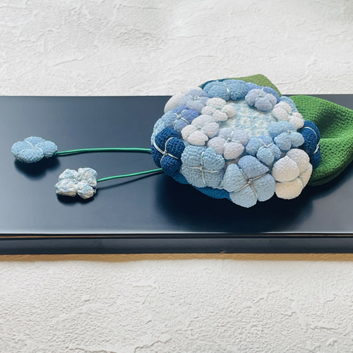 ちりめん細工　紫陽花の下げ飾り　marikomama5.5 つまみ細工】あじさいの作り方【花瓶に飾れる】Handmade hydrangea diy