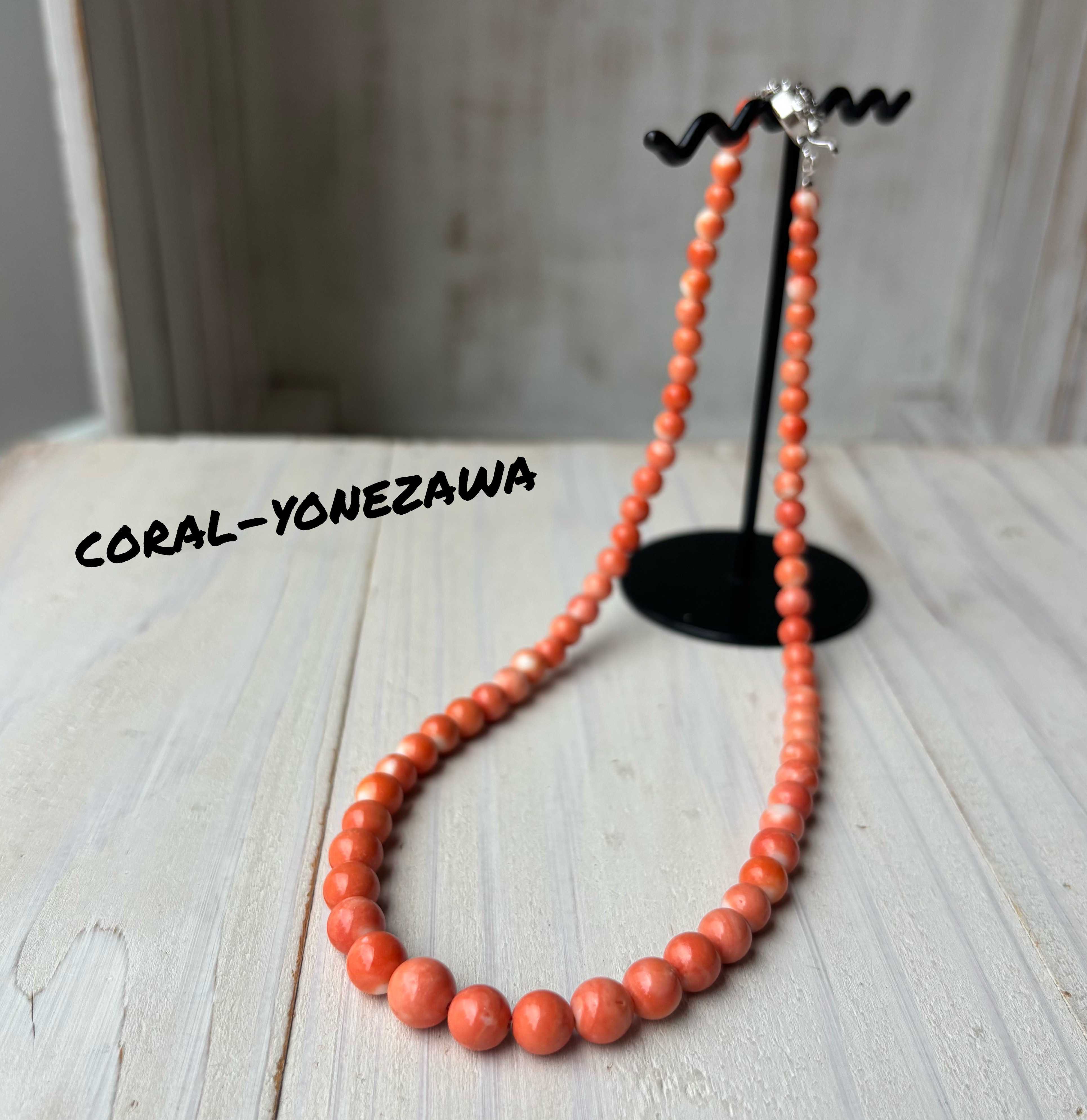 もも色珊瑚ネックレス.土佐からのギフト