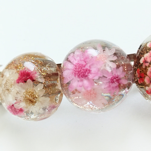 花 レジン バレッタ 天然石 ピンク ムーンストーン ガーリー