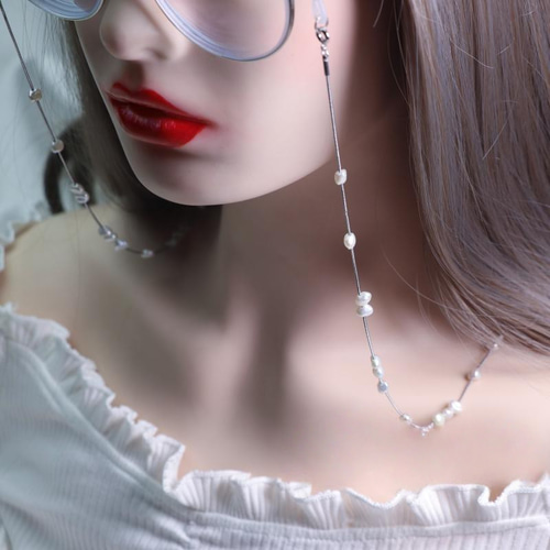 淡水パールのメガネチェーン 真珠 ホルダー マスクホルダー マスク