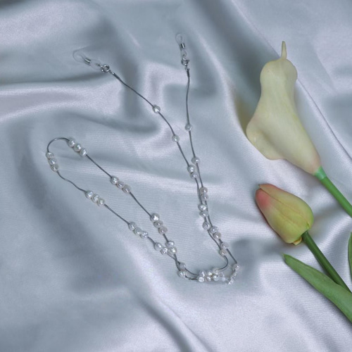 淡水パールのメガネチェーン 真珠 ホルダー マスクホルダー マスク