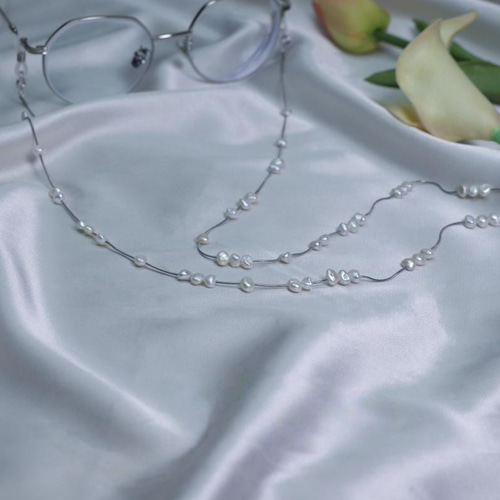 淡水パールのメガネチェーン 真珠 ホルダー マスクホルダー マスク