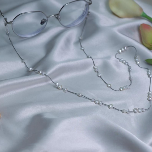 淡水パールのメガネチェーン 真珠 ホルダー マスクホルダー マスク