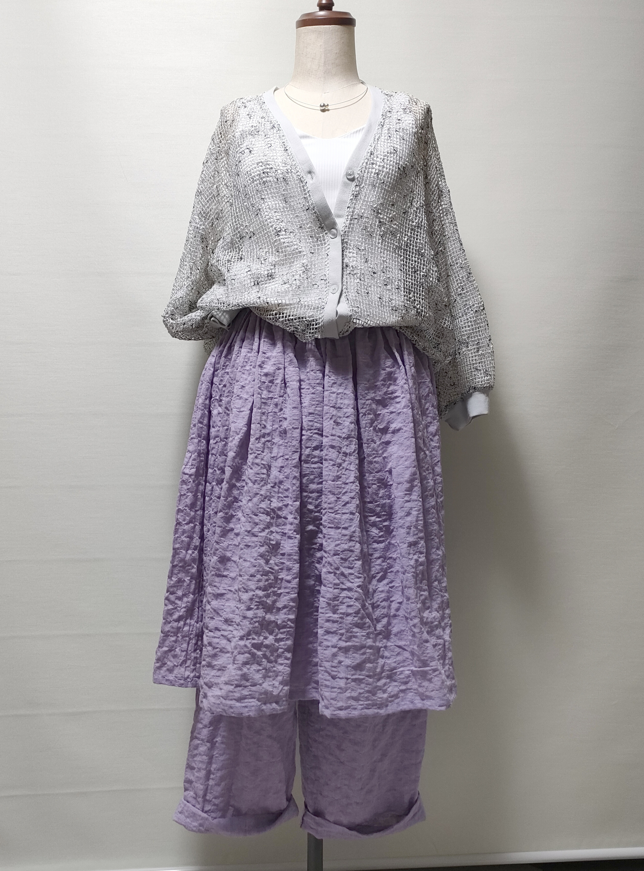 ふんわりcottonのパンツ付スカート　ラベンダー♡