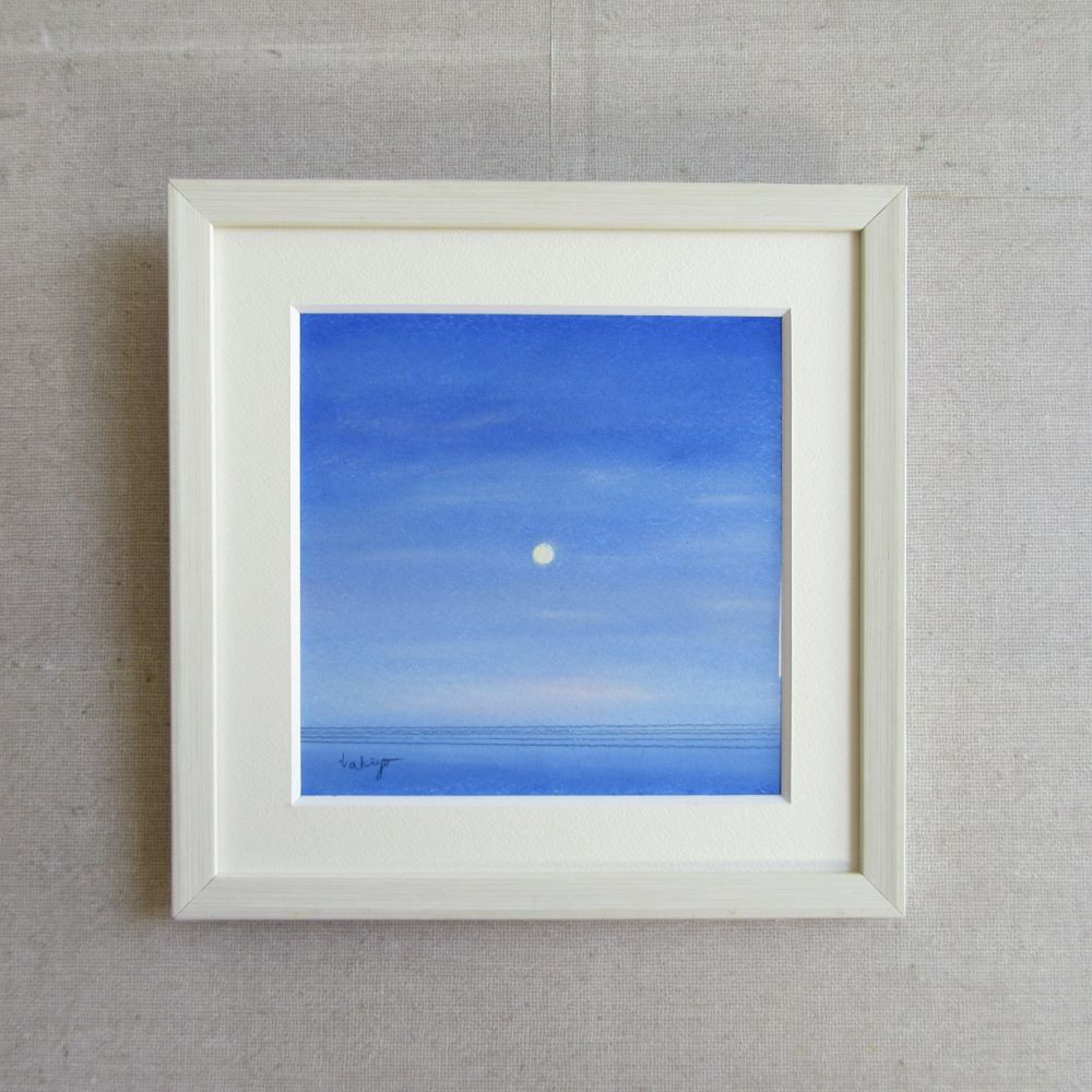 月と空とライン（F）（原画　額縁付き）
