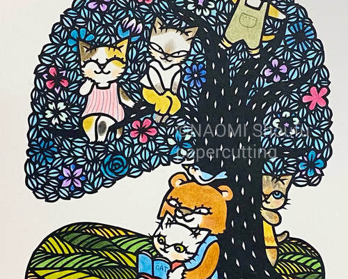 切り絵 午後の時間 切り絵 松風直美 通販 19285076｜Creema(クリーマ
