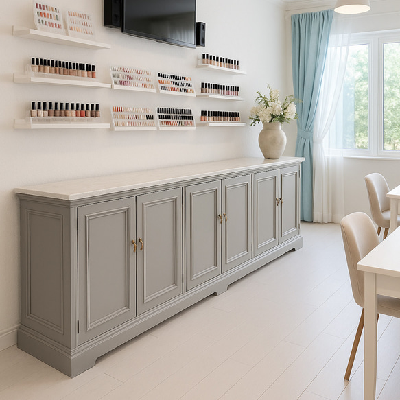 大理石天板アンティークキャビネットW3000 店舗什器 店舗家具