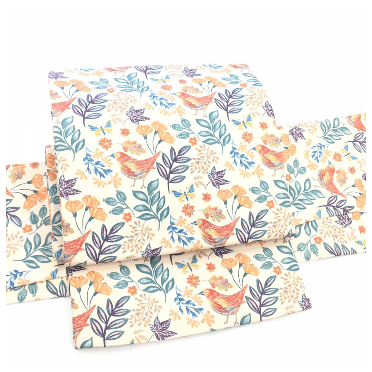 美品　簡単装着　名古屋帯　二部式　付け帯　鳥模様　綿　コットン