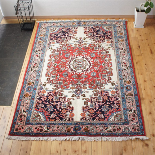 目玉品】ペルシャ絨毯 トライバルラグ ハメダン ラグ 188x130cm 幾何学