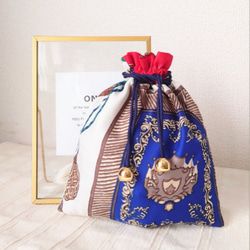 ヴィンテージスカーフ ミニ巾着バッグチャーム（NV） 巾着袋 tty