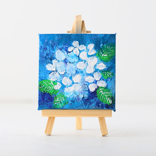 原画　油絵　白い紫陽花 紫陽花2025【原画】白の 紫陽花 10cm角 キャンバス 送料無料