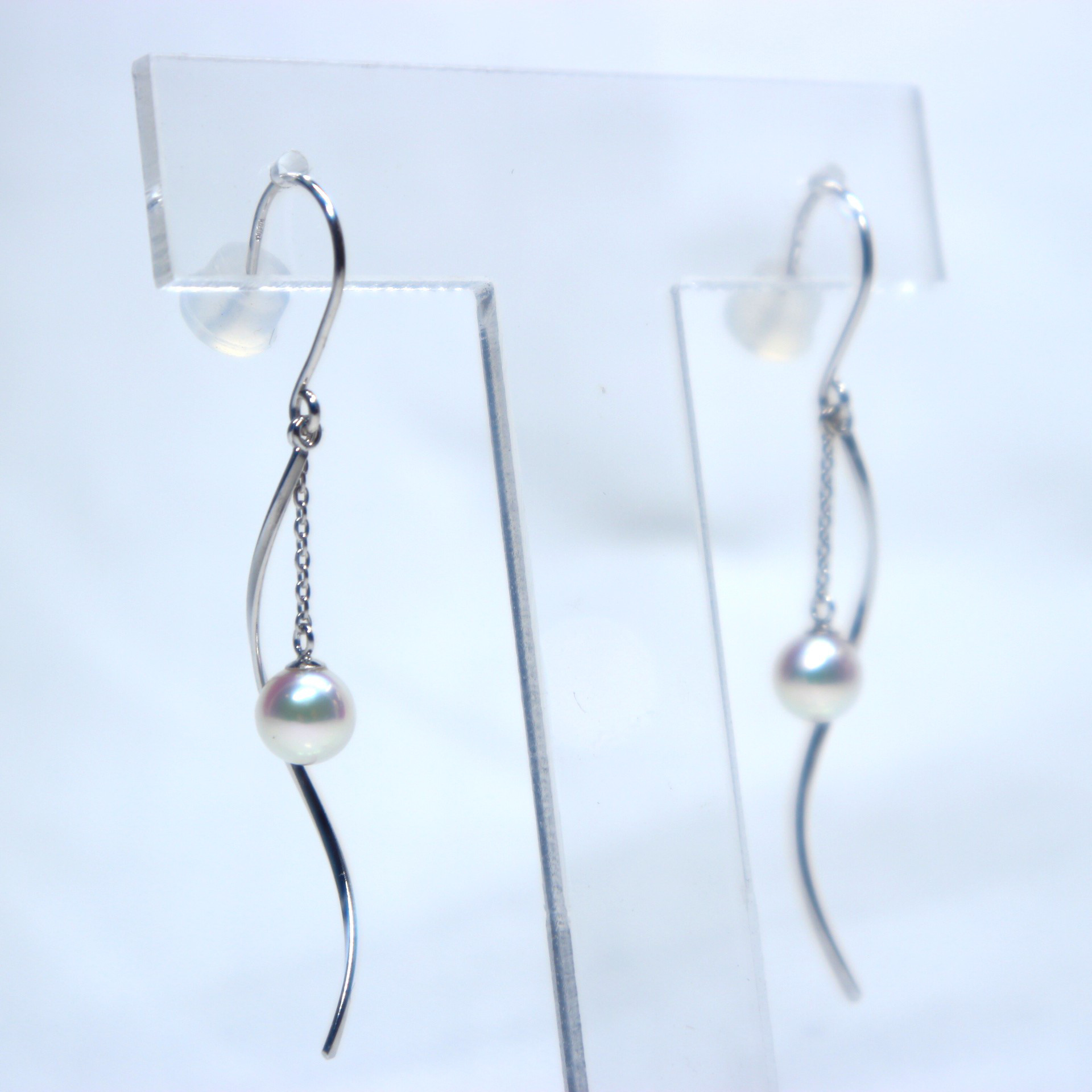 K18WGアコヤ真珠ピアス⑫（5.0mm珠)