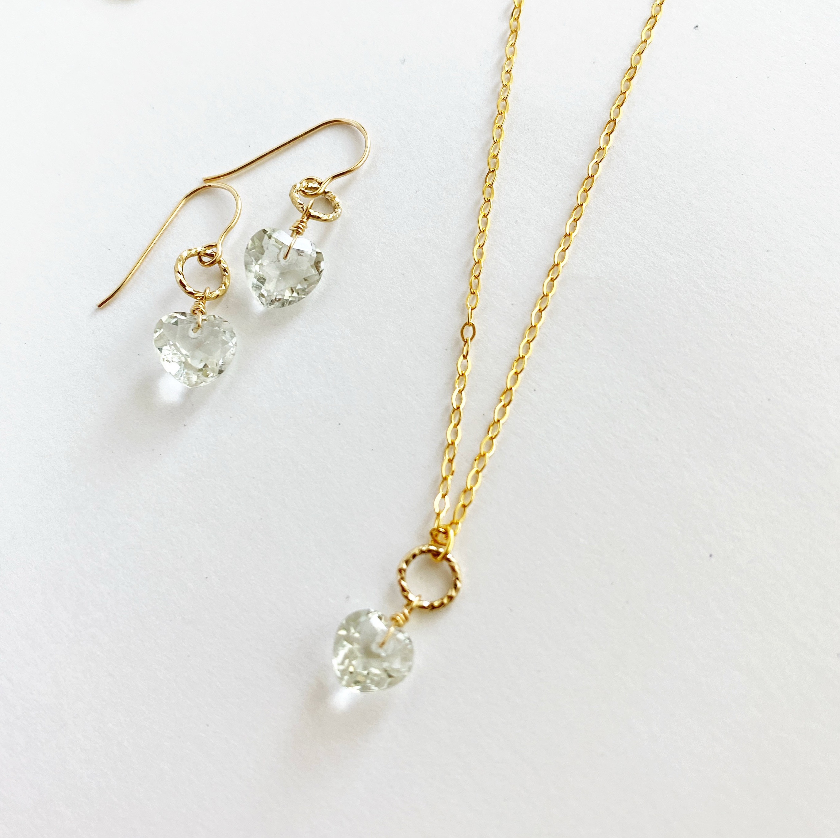 ハート型グリーンアメジスト14kgfネックレス