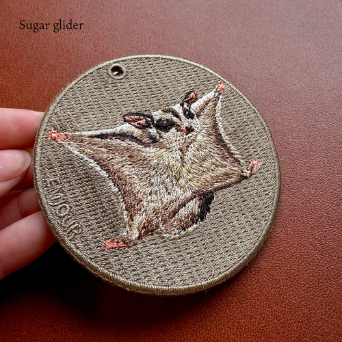 キーホルダー 刺繍 モモンガ フクロモモンガ ペット キーチェーン