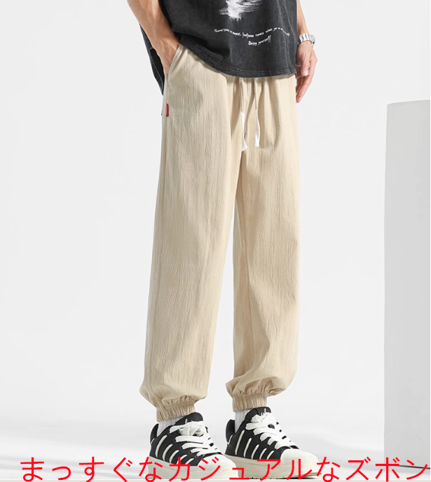 男子夏のリネンカジュアルパンツ細いネクタイズボン新しいコットンリネンスポーツメンズパンツ