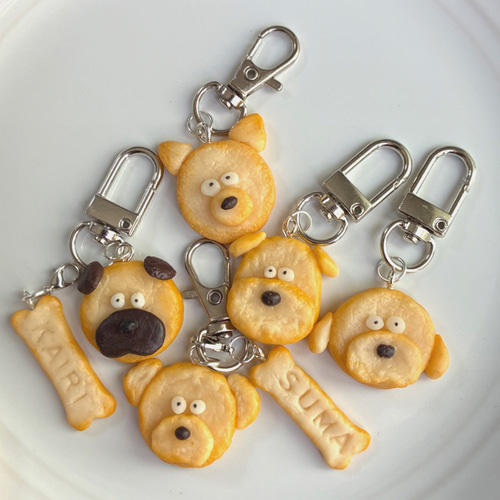 うちの子】お名前入りキーホルダー＊ワンコクッキー&骨クッキーセット