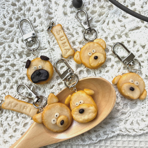 うちの子】お名前入りキーホルダー＊ワンコクッキー&骨クッキーセット