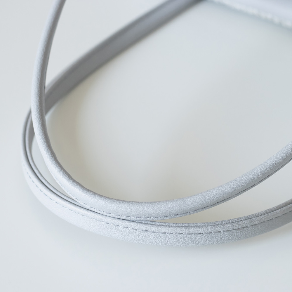 春夏かごバッグ｜ボウリングバッグ｜ヴィンテージ風編みｘPUレザー【ライトグレー】ロングハンドル｜肩掛け｜ファスナー付き