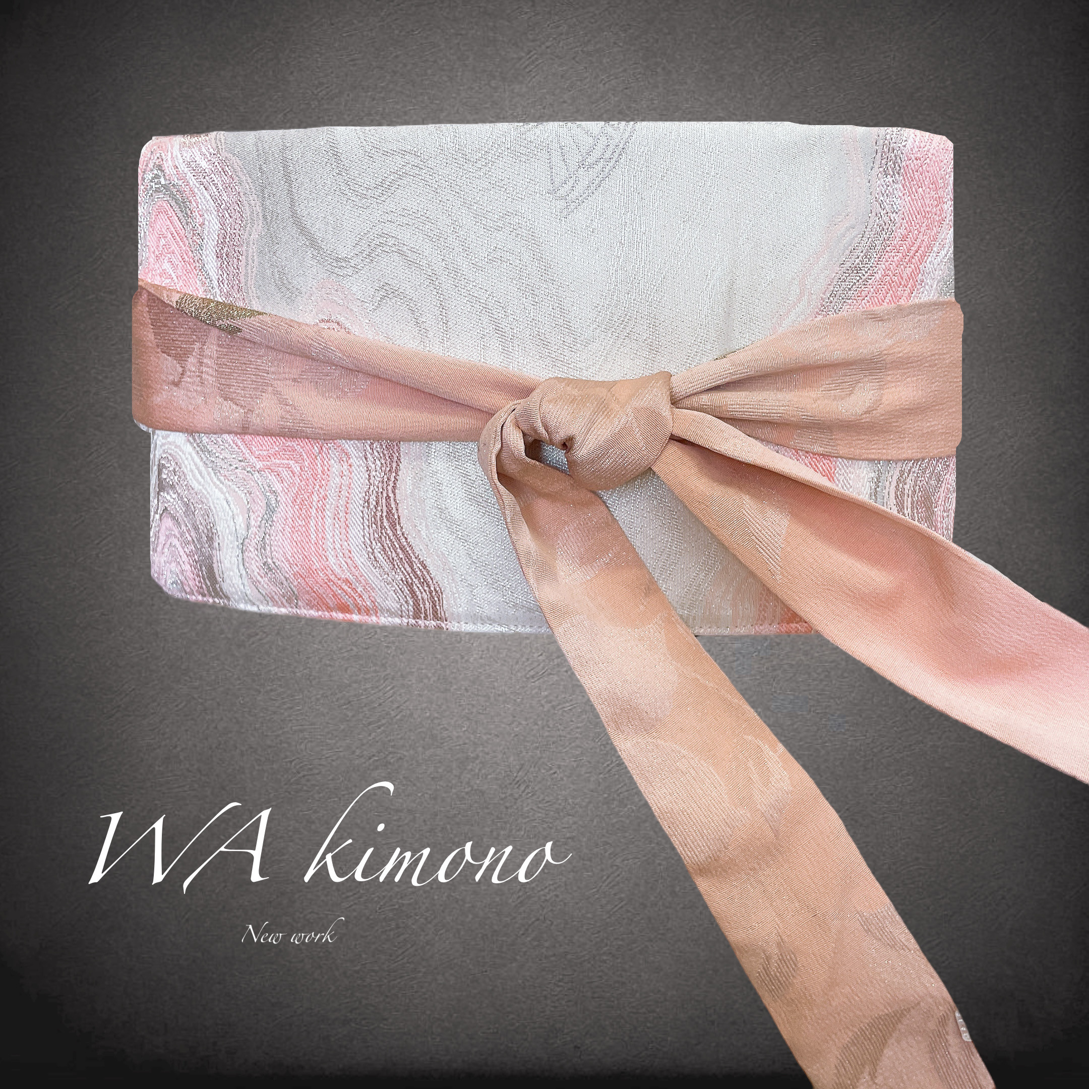 繍煌めくピンクサッシュベルト高級感抜群 刺繍帯 W55〜75cm 高級帯 帯ベルト 着物リメイク J70506