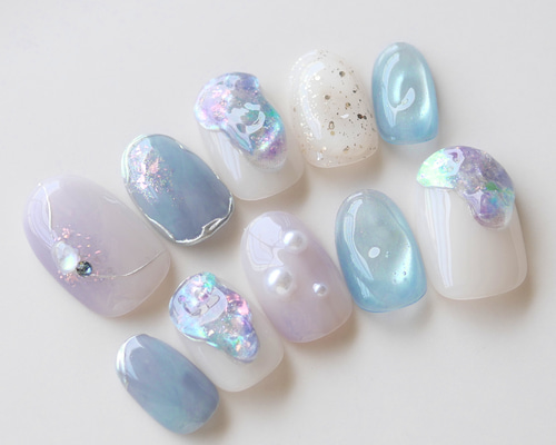 うるうる紫陽花ニュアンスネイル◇ネイルチップ【casual-No.83