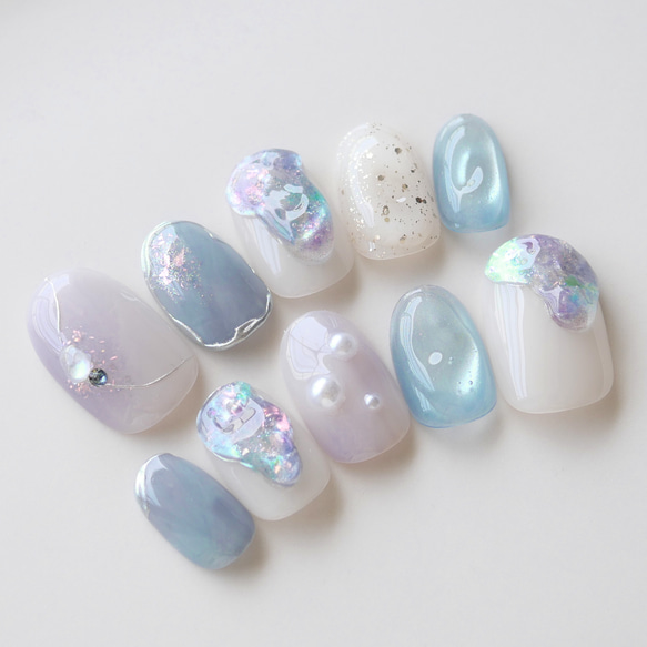うるうる紫陽花ニュアンスネイル◇ネイルチップ【casual-No.83