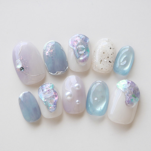 うるうる紫陽花ニュアンスネイル◇ネイルチップ【casual-No.83