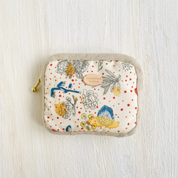 ✮614 リバティ　エリジアン・スモック　3色使用　ハギレパッチワーク　ミニ巾着 ✮614 リバティ エリジアン・スモック 3色使用 ハギレパッチワーク