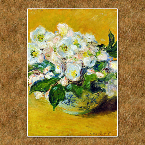 油彩画　クリスマスローズ　自作の額縁です。 モネ『クリスマスローズ』複製画 【額入り】 絵画 〜ART❖MUSEUM