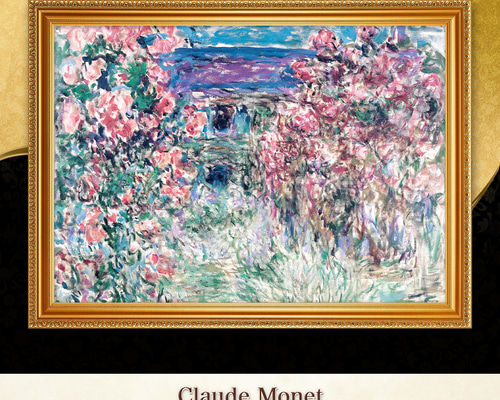 モネ『ジヴェルニーのバラのアーチ』複製画 【額入り】 絵画