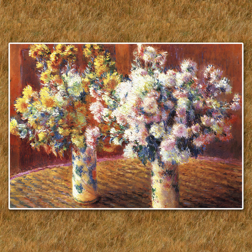 M様ご購入　イタリア製ゴブラン織 ロココ調 風景画、モネ複製画 花瓶の花 モネ『菊の花瓶』複製画 【額入り】 絵画 〜ART❖MUSEUM〜 通販