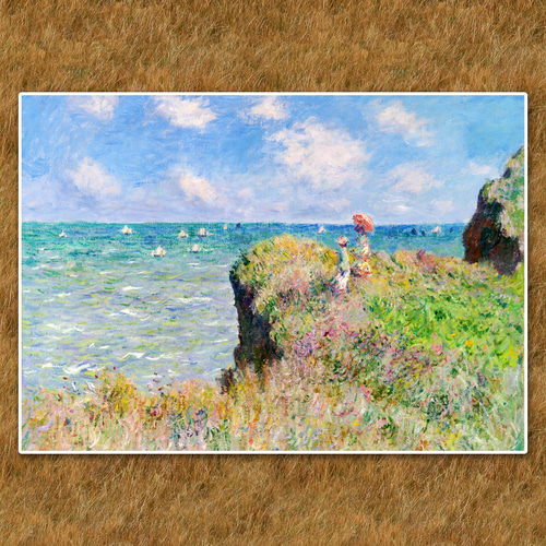 モネ『プールヴィルの断崖の上の散歩』複製画 【額入り】 絵画 〜ART