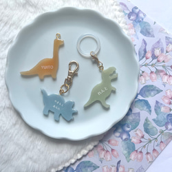 【名入れ】アンブレラマーカー（恐竜）ネームタグ イニシャルチャーム 傘マーカー ペットボトルマーカー 10枚目の画像