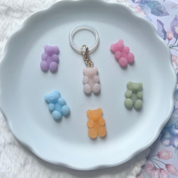 【名入れ】アンブレラマーカー（くまグミ）ネームタグ イニシャルチャーム 傘マーカー ペットボトルマーカー 8枚目の画像