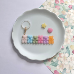 【名入れ】アンブレラマーカー（くまグミ）ネームタグ イニシャルチャーム 傘マーカー ペットボトルマーカー 2枚目の画像