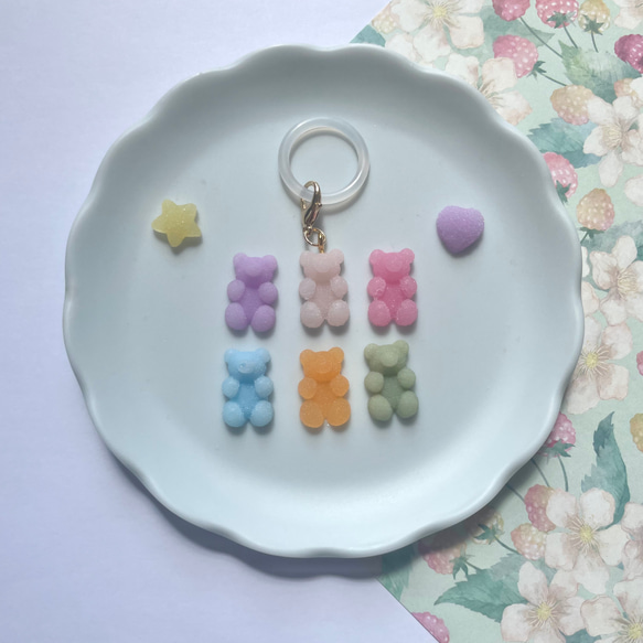 【名入れ】アンブレラマーカー（くまグミ）ネームタグ イニシャルチャーム 傘マーカー ペットボトルマーカー 11枚目の画像