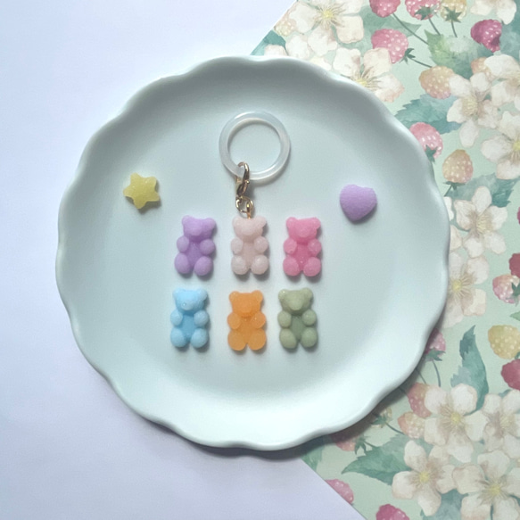 【名入れ】アンブレラマーカー（くまグミ）ネームタグ イニシャルチャーム 傘マーカー ペットボトルマーカー 7枚目の画像