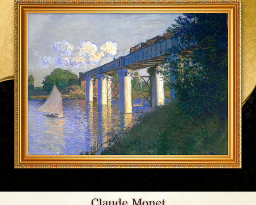 モネ『アルジャントゥイユの鉄道橋』複製画 【額入り】 絵画 〜ART