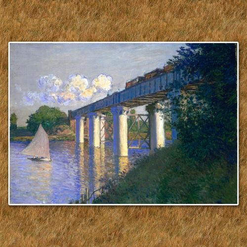 モネ アルジャントイユの橋 複製画 額入り 絵画 油彩画 アート ヴィンテージ モネ『アルジャントゥイユの鉄道橋』複製画 【額入り】 絵画 〜ART