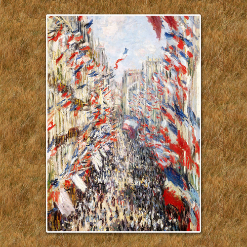 モネRue Montorgueil a Paris,.コロタイプ版上サイン モネRue Montorgueil a Paris,.コロタイプ版上サイン