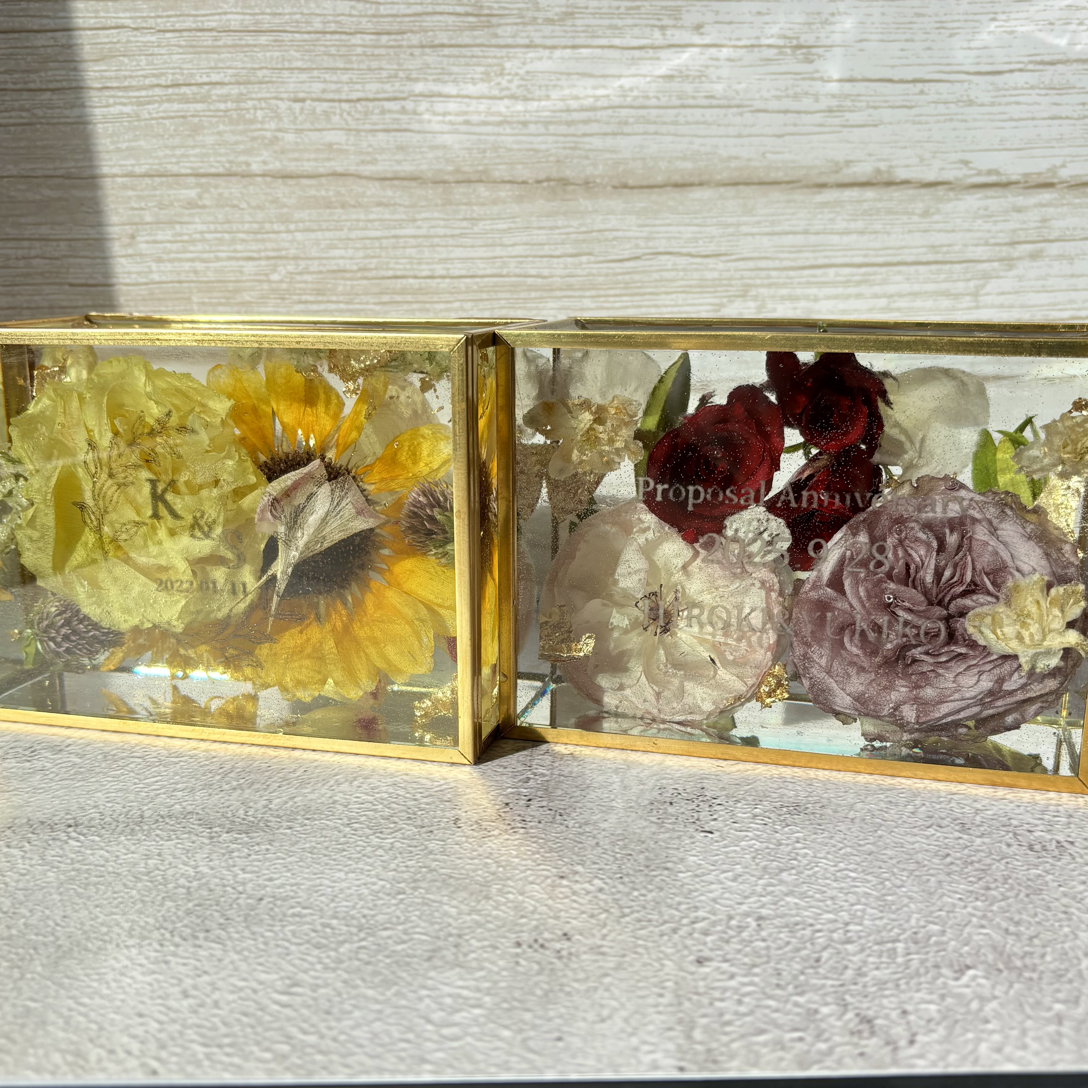 新しい形のアフターブーケ　Verre Fleuri -ゴールドフレームMサイズ-