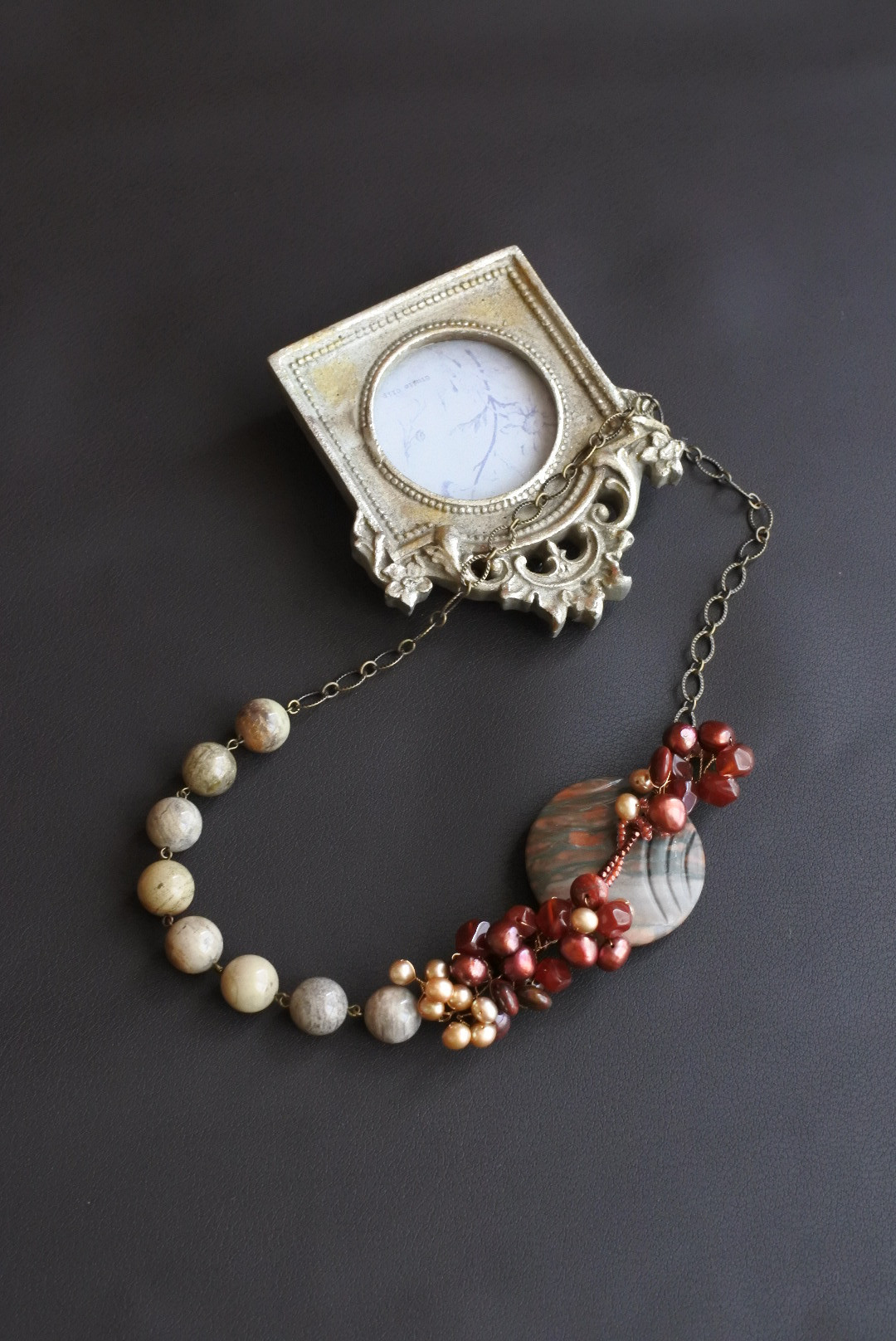 完成品のみ★赤めのうとジャスパーの深紅ネックレス